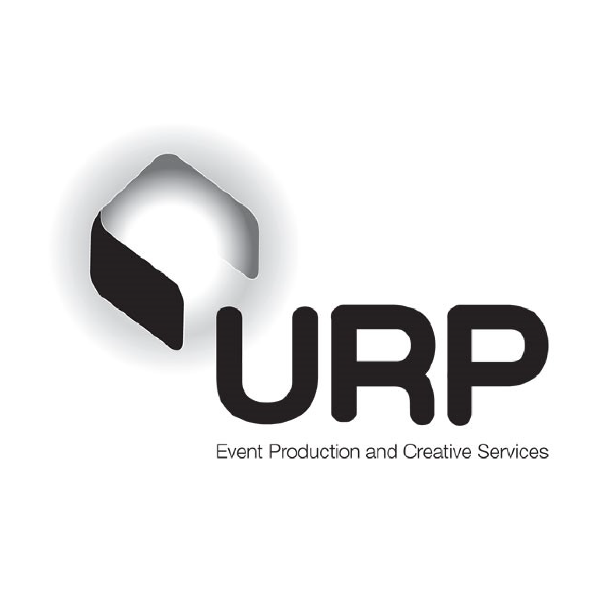 The image features a logo for URP Event Production and Creative Services. It is designed with a focus on typography and branding, showcasing the company's graphic design elements. The logo reflects the creative services offered by the company in event production.