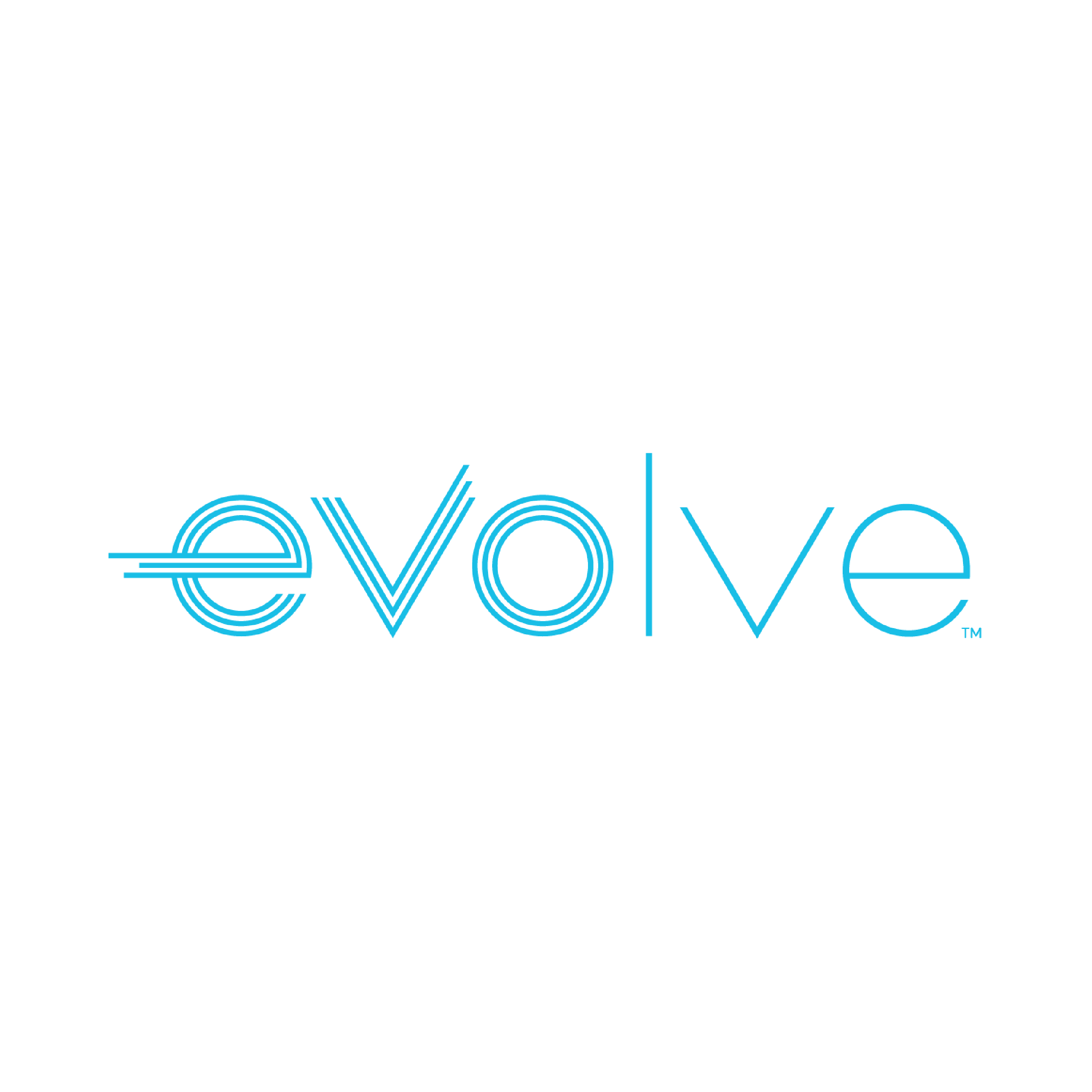 The image is a clean, white background with the word "evolve" written in a stylized, light blue font. The text is the sole element in the composition. The word is written horizontally.