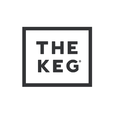 The image is a minimalist, monochrome logo on a white background. The central element is a dark gray square frame. Inside this frame, the words "THE" and "KEG" are displayed in all capital letters. "THE" is positioned above "KEG". The font used is a simple, sans-serif typeface, with bold, blocky letters. To the right of the "G" in "KEG", there is a small, raised registered trademark symbol (®). The overall composition is clean and balanced, with ample white space surrounding the framed logo. The color palet