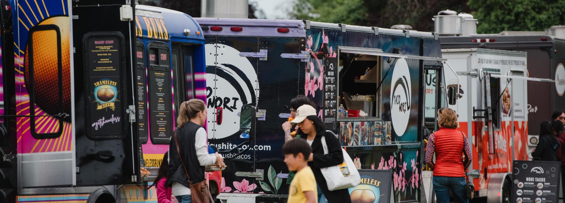 A row of food trucks